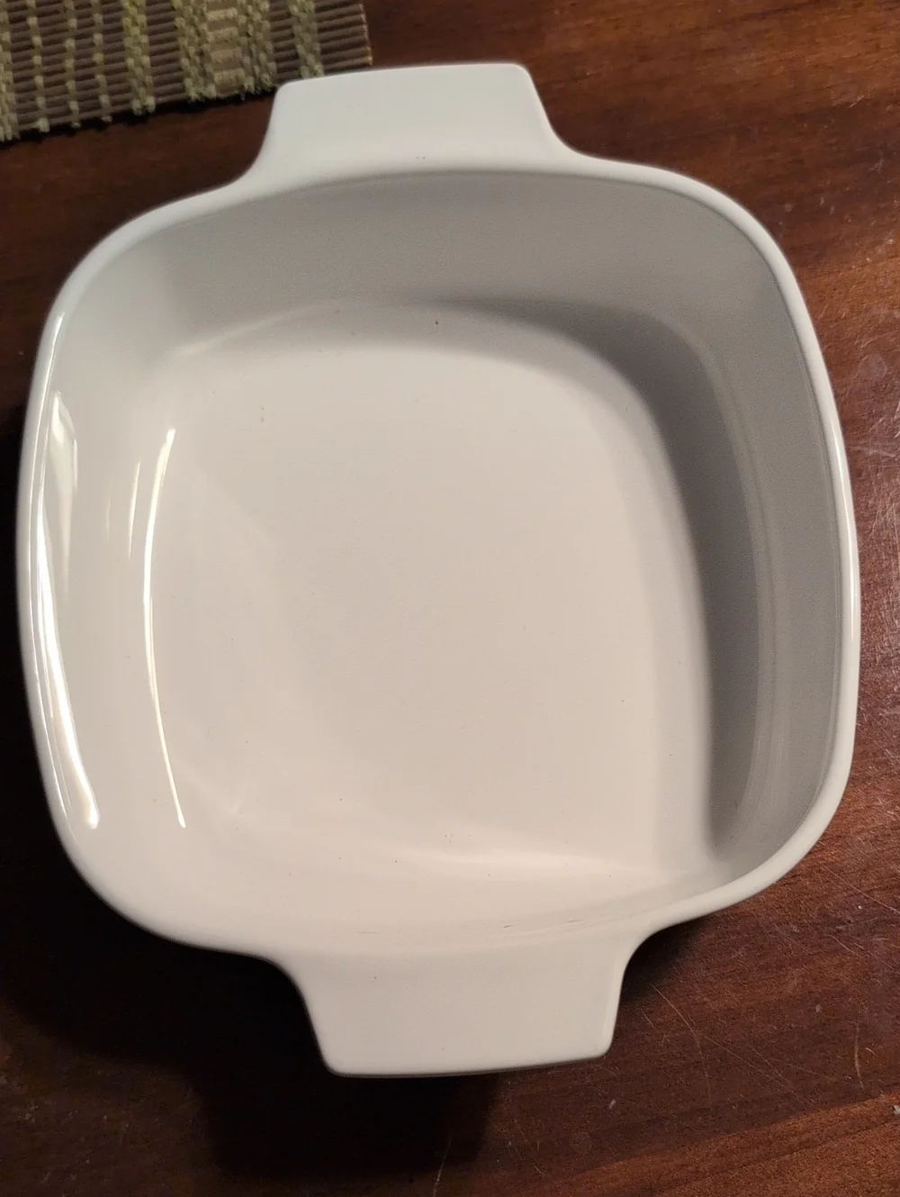 Vintage 1 Quart Corning Ware White Ceramic Baking Dish with Blue Floral Accent